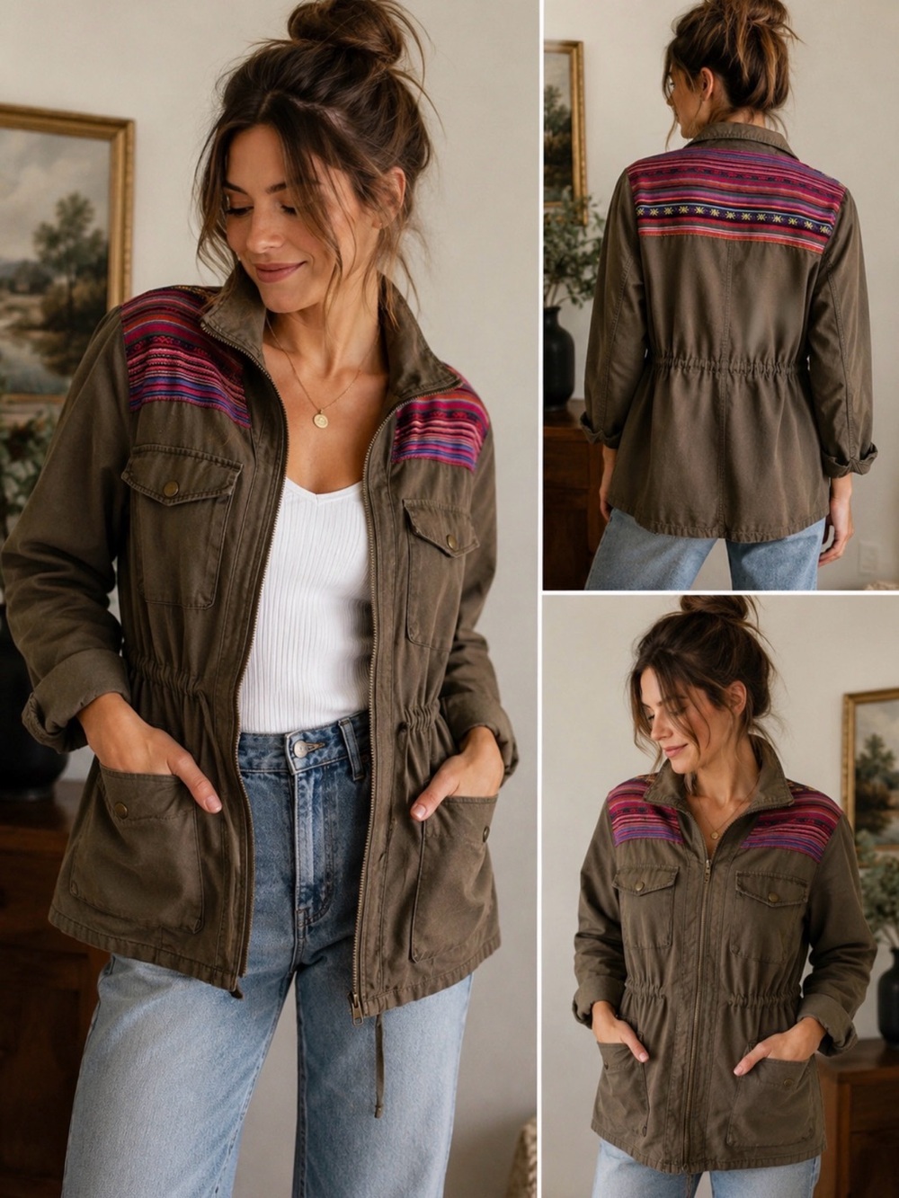 IRIS Los Angeles utility jacket-colorful woven detail size M